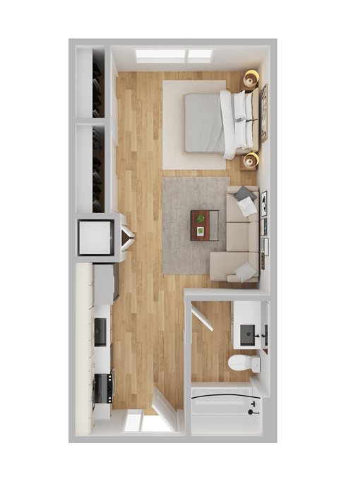 Floor plan for studio, 1 bath, 450 sqft